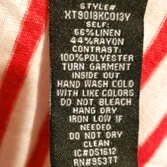 SANCTUARY LINEN/RAYON RED/WHITE STRIPED TOP SZ M - Picture 6 of 8